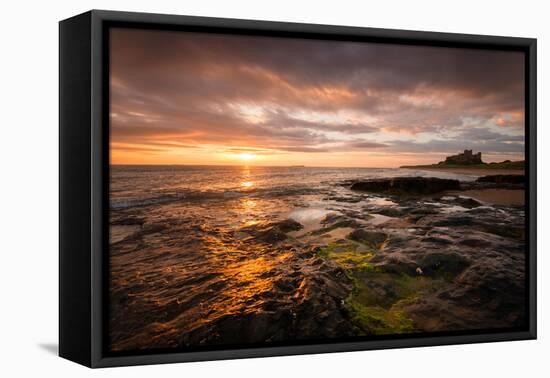 Sunrise on the Beach at Bamburgh, Northumberland UK-Tracey Whitefoot-Framed Stretched Canvas