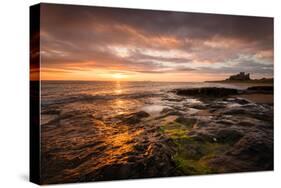 Sunrise on the Beach at Bamburgh, Northumberland UK-Tracey Whitefoot-Stretched Canvas