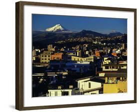 Sunrise on the City and Cotapaxi Volcano, Quito, Ecuador-Paul Harris-Framed Photographic Print