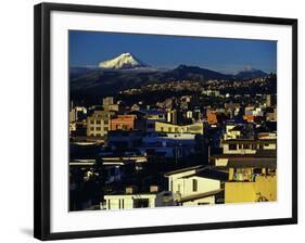 Sunrise on the City and Cotapaxi Volcano, Quito, Ecuador-Paul Harris-Framed Photographic Print