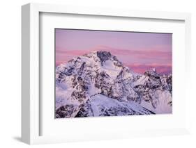 Sunrise on the Disgrazia Mountain in Winter, Malenco Valley, Lombardy, Italy-ClickAlps-Framed Photographic Print