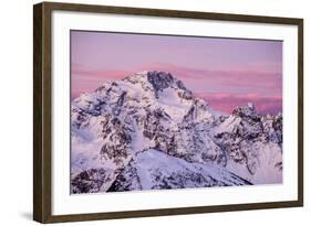 Sunrise on the Disgrazia Mountain in Winter, Malenco Valley, Lombardy, Italy-ClickAlps-Framed Photographic Print