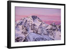 Sunrise on the Disgrazia Mountain in Winter, Malenco Valley, Lombardy, Italy-ClickAlps-Framed Photographic Print