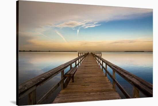 Sunrise on the Pier at Terre Ceia Bay, Florida, USA-Richard Duval-Stretched Canvas