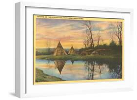 Sunrise on the Reservation, Tepees-null-Framed Art Print