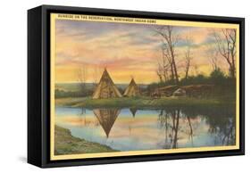 Sunrise on the Reservation, Tepees-null-Framed Stretched Canvas