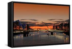 Sunrise on the River Liffey-spectrumblue-Framed Stretched Canvas