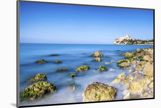 Sunrise on turquoise sea frames the medieval Falconara Castle, Butera, Province of Caltanissetta, S-Roberto Moiola-Mounted Photographic Print