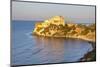 Sunrise on turquoise sea frames the medieval Falconara Castle, Butera, Province of Caltanissetta, S-Roberto Moiola-Mounted Photographic Print