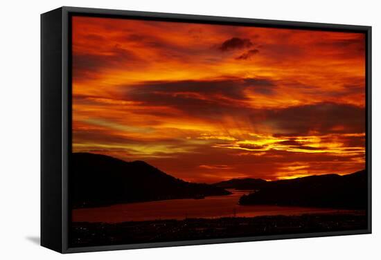 Sunrise, Otago Harbor, Dunedin, South Island, New Zealand-David Wall-Framed Stretched Canvas