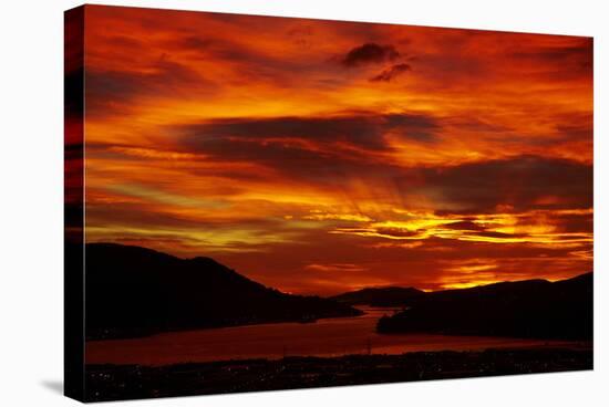 Sunrise, Otago Harbor, Dunedin, South Island, New Zealand-David Wall-Stretched Canvas