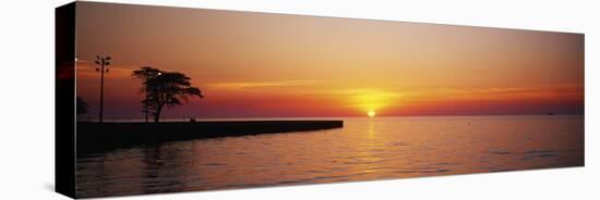 Sunrise over a Lake, Lake Michigan, Chicago, Illinois, USA-null-Stretched Canvas