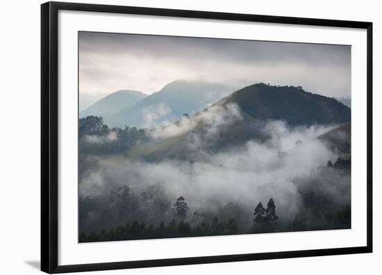 Sunrise over a Misty Landscape in the Sao Francisco Xavier Region in Sao Paulo State, Brazil-Alex Saberi-Framed Photographic Print