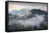 Sunrise over a Misty Landscape in the Sao Francisco Xavier Region in Sao Paulo State, Brazil-Alex Saberi-Framed Stretched Canvas