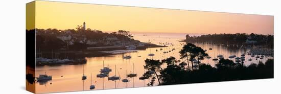 Sunrise over a Town at River Odet Estuary, Benodet, Finistere, Brittany, France-null-Stretched Canvas