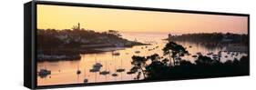 Sunrise over a Town at River Odet Estuary, Benodet, Finistere, Brittany, France-null-Framed Stretched Canvas