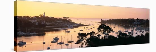 Sunrise over a Town at River Odet Estuary, Benodet, Finistere, Brittany, France-null-Stretched Canvas