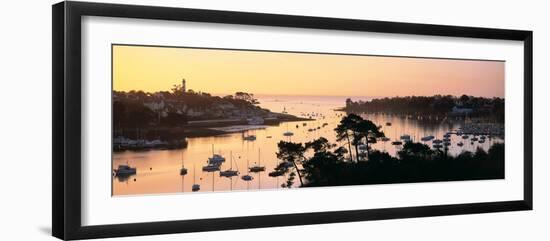 Sunrise over a Town at River Odet Estuary, Benodet, Finistere, Brittany, France-null-Framed Photographic Print