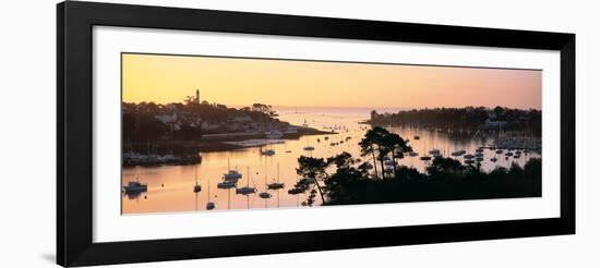 Sunrise over a Town at River Odet Estuary, Benodet, Finistere, Brittany, France-null-Framed Photographic Print