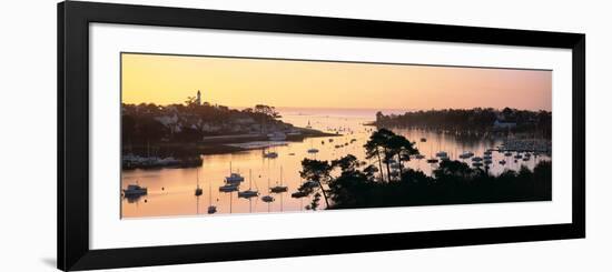 Sunrise over a Town at River Odet Estuary, Benodet, Finistere, Brittany, France-null-Framed Photographic Print