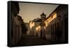 Sunrise over a Typical Street in Paraty-Alex Saberi-Framed Stretched Canvas