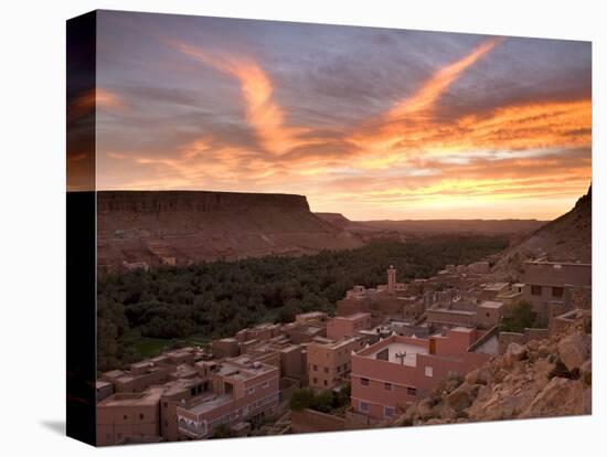 Sunrise Over a Village Near the Town of Tinerhir on the Road to the Todra Gorge, Tinerhir, Morocco-Lee Frost-Stretched Canvas