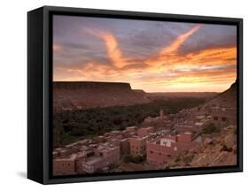 Sunrise Over a Village Near the Town of Tinerhir on the Road to the Todra Gorge, Tinerhir, Morocco-Lee Frost-Framed Stretched Canvas