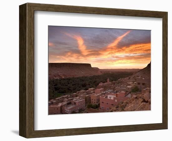 Sunrise Over a Village Near the Town of Tinerhir on the Road to the Todra Gorge, Tinerhir, Morocco-Lee Frost-Framed Photographic Print