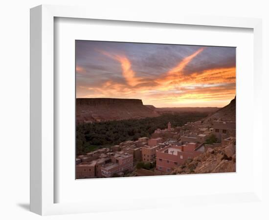 Sunrise Over a Village Near the Town of Tinerhir on the Road to the Todra Gorge, Tinerhir, Morocco-Lee Frost-Framed Photographic Print