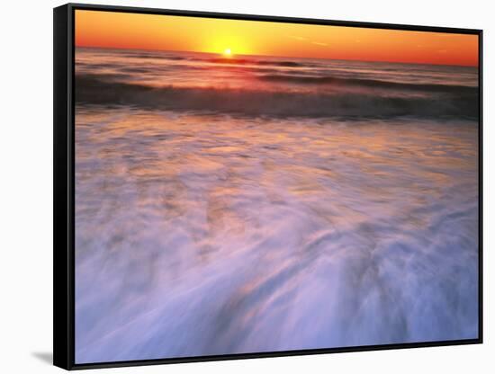 Sunrise over Atlantic Ocean, Assateague Island National Seashore, Virginia, USA-Charles Gurche-Framed Stretched Canvas