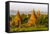 Sunrise over Bagan. Seen from Shwesandaw Pagoda. Bagan. Myanmar-Tom Norring-Framed Stretched Canvas