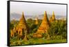 Sunrise over Bagan. Seen from Shwesandaw Pagoda. Bagan. Myanmar-Tom Norring-Framed Stretched Canvas