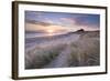 Sunrise over Bamburgh Beach and Castle from the Sand Dunes, Northumberland, England. Spring (March)-Adam Burton-Framed Photographic Print