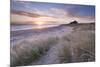 Sunrise over Bamburgh Beach and Castle from the Sand Dunes, Northumberland, England. Spring (March)-Adam Burton-Mounted Photographic Print