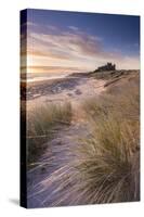 Sunrise over Bamburgh Castle, Northumberland, England. Spring-Adam Burton-Stretched Canvas