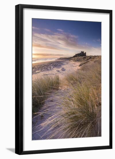 Sunrise over Bamburgh Castle, Northumberland, England. Spring-Adam Burton-Framed Photographic Print