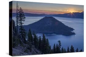 Sunrise over Crater Lake and Wizard Island-James-Stretched Canvas