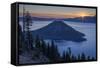 Sunrise over Crater Lake and Wizard Island-James-Framed Stretched Canvas