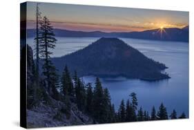 Sunrise over Crater Lake and Wizard Island-James-Stretched Canvas