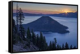 Sunrise over Crater Lake and Wizard Island-James-Framed Stretched Canvas