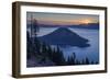 Sunrise over Crater Lake and Wizard Island-James-Framed Photographic Print