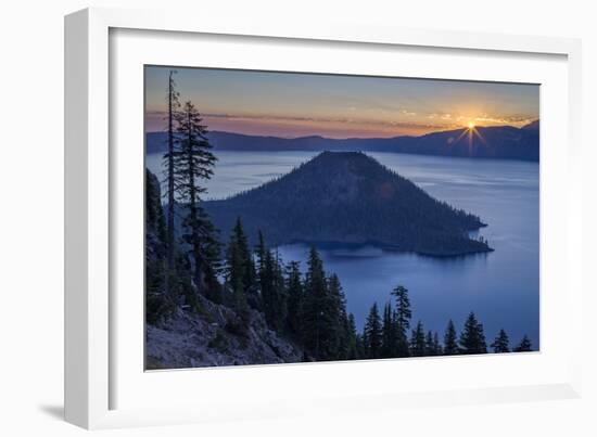 Sunrise over Crater Lake and Wizard Island-James-Framed Photographic Print