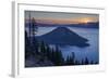 Sunrise over Crater Lake and Wizard Island-James-Framed Photographic Print