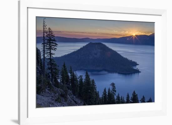 Sunrise over Crater Lake and Wizard Island-James-Framed Photographic Print