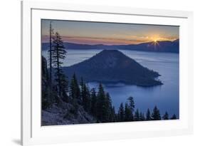 Sunrise over Crater Lake and Wizard Island-James-Framed Photographic Print