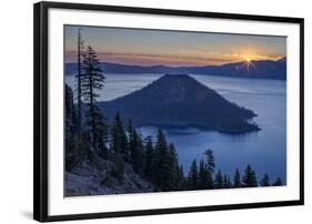 Sunrise over Crater Lake and Wizard Island-James-Framed Photographic Print