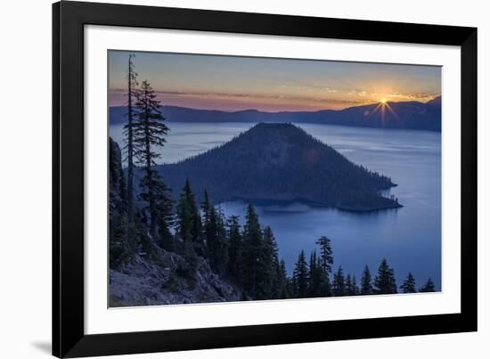 Sunrise over Crater Lake and Wizard Island-James-Framed Photographic Print