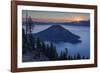 Sunrise over Crater Lake and Wizard Island-James-Framed Photographic Print