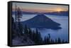 Sunrise over Crater Lake and Wizard Island-James-Framed Stretched Canvas