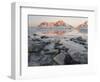 Sunrise over Flakstad and Skagsanden beach. The coast near Flakstad, island Flakstadoya. The Lofote-Martin Zwick-Framed Photographic Print